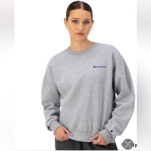 NWT Champion Powerblend Crewneck Script Logo Oxford Grey Sweatshirt Size Medium